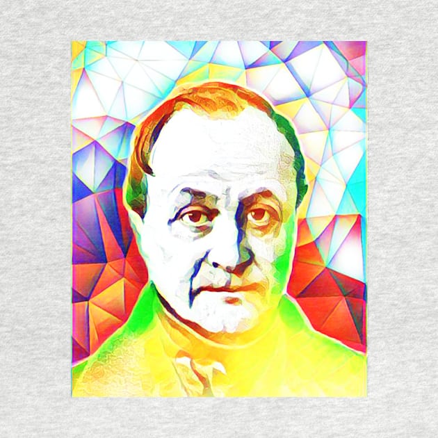 Auguste Comte Colourful Portrait | Auguste Comte Artwork 11 by JustLit